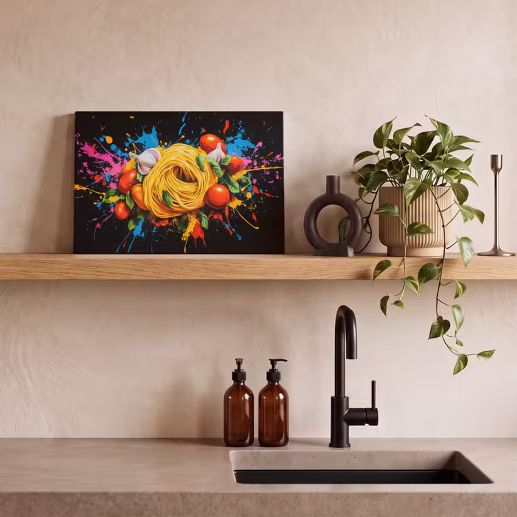 Canvas Print - Spaghetti - Graffiti - Paint - Colorful - Food - Modern — 3
