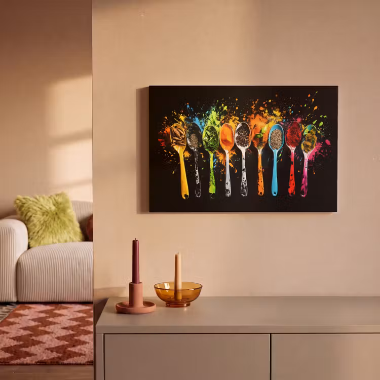 Canvas Print - Spoons - Spices - Modern - Graffiti - Paint - Colorful — 2