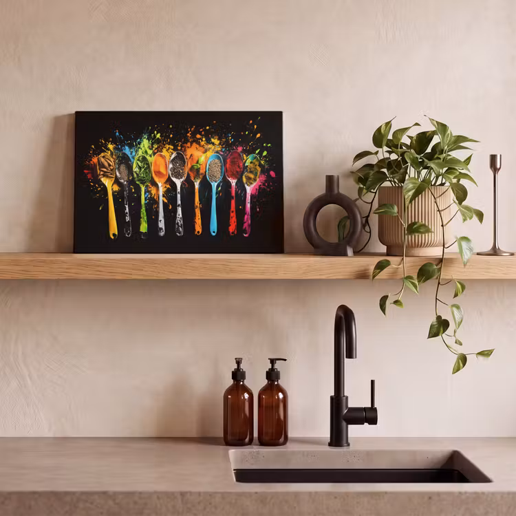 Canvas Print - Spoons - Spices - Modern - Graffiti - Paint - Colorful — 3