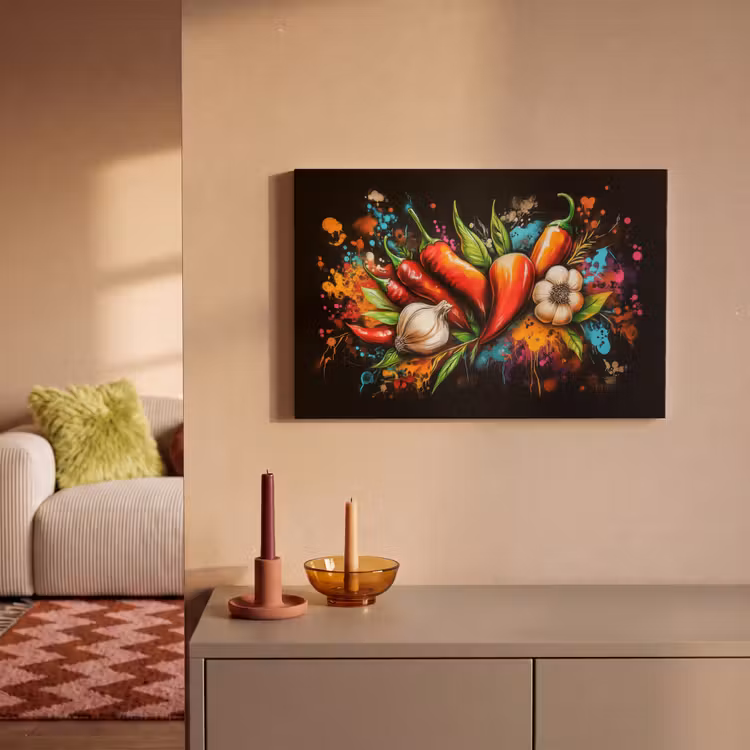 Canvas Print - Vegetable - Pepper - Garlic - Graffiti - Paint - Colorful — 2