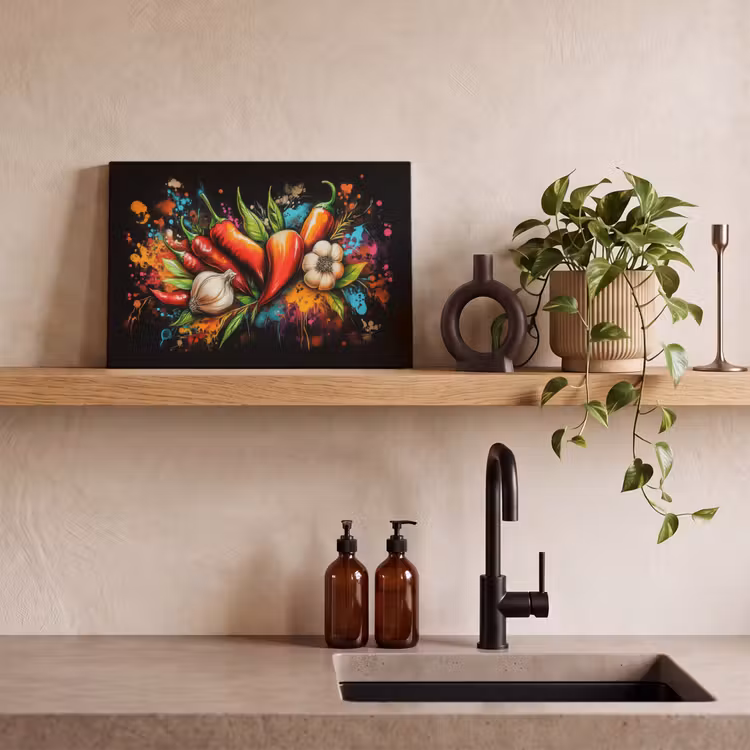 Canvas Print - Vegetable - Pepper - Garlic - Graffiti - Paint - Colorful — 3