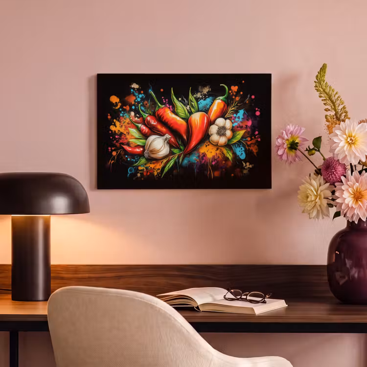 Canvas Print - Vegetable - Pepper - Garlic - Graffiti - Paint - Colorful — 4