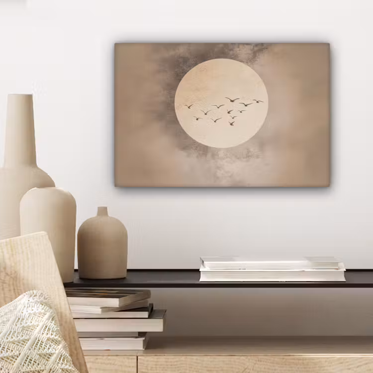 Canvas Print - Bird - Beige - Japandi — 5