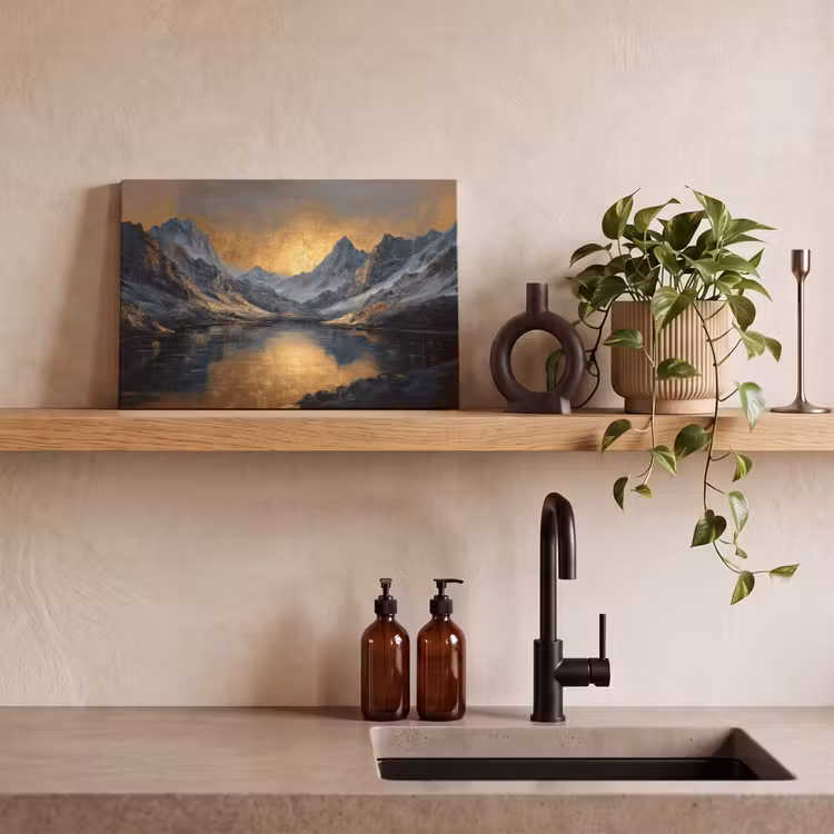 Canvas Print - Mountain Scenery with Golden Sunset — 3