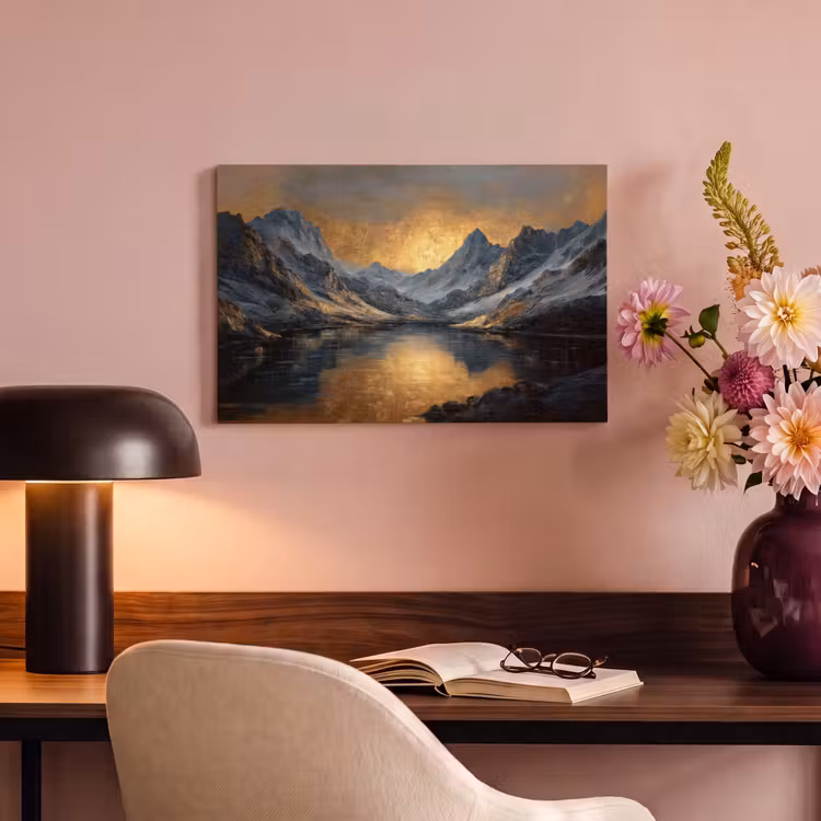 Canvas Print - Mountain Scenery with Golden Sunset — 4