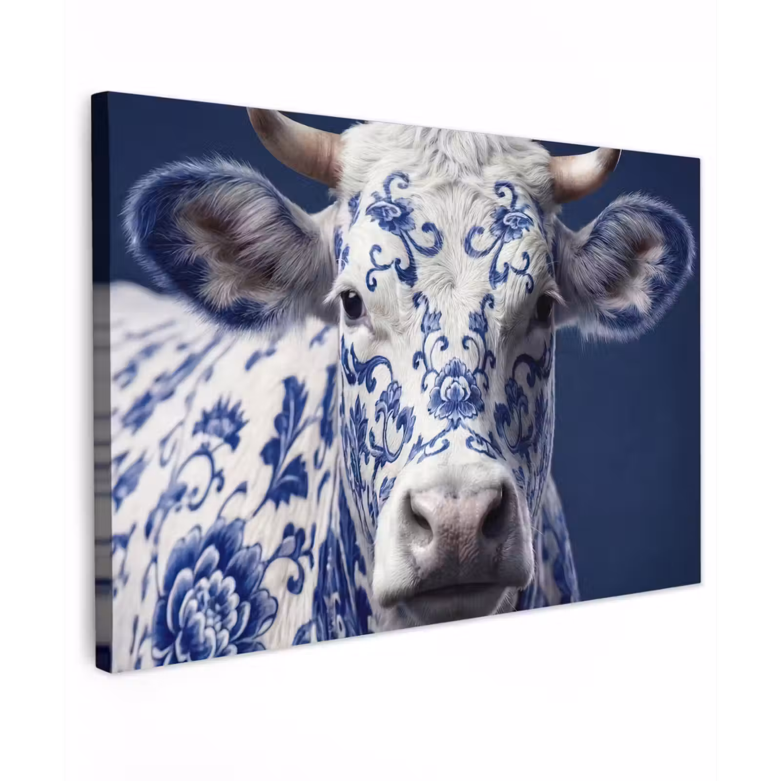 Canvas Print - Cow - Delft - Blue - Artistic — 1
