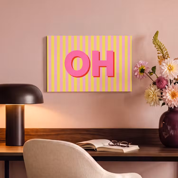 Canvas Print - Text - Stripes - Pink — 4