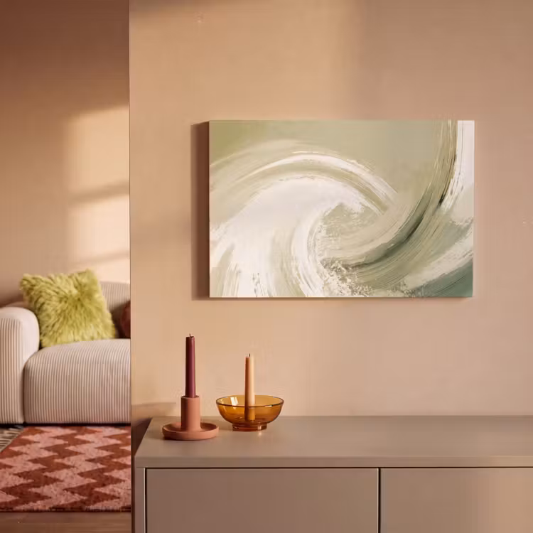 Canvas Print - Abstract - Brush strokes - Waves - Green — 2