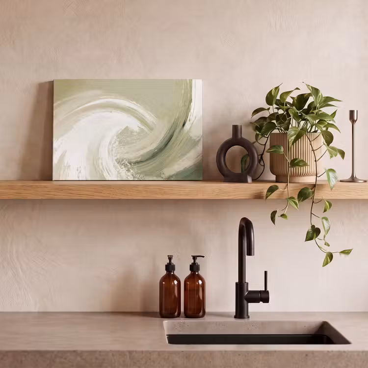 Canvas Print - Abstract - Brush strokes - Waves - Green — 3