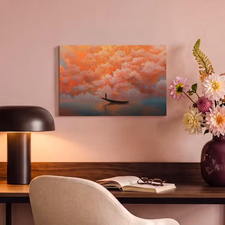Canvas Print - Sea - Boat - Clouds - Orange — 4