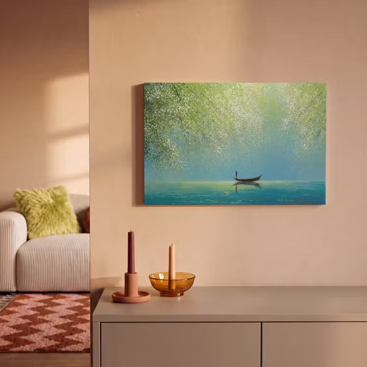 Canvas Print - Boat - Water - Leaves - Blossoms — 2