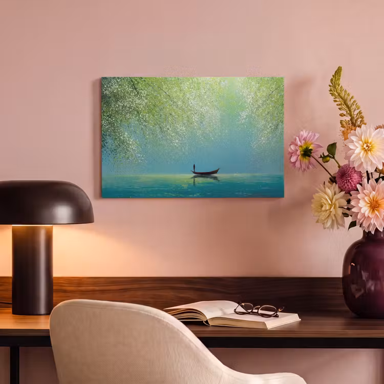 Canvas Print - Boat - Water - Leaves - Blossoms — 4