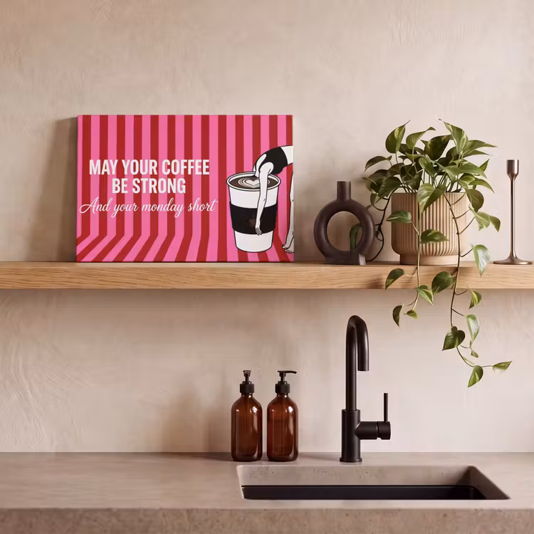 Canvas Print - Pink - Stripes - Coffee - Monday — 3