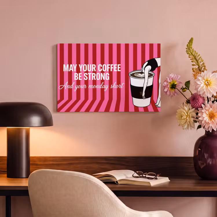 Canvas Print - Pink - Stripes - Coffee - Monday — 4