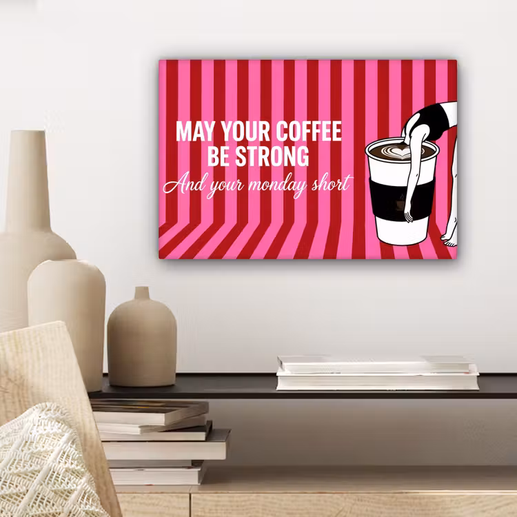 Canvas Print - Pink - Stripes - Coffee - Monday — 5