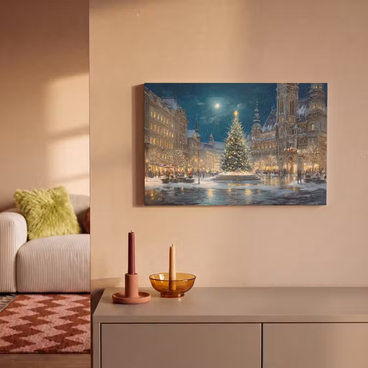 Canvas Print - Christmas Eve - Town Square - Multicolored — 2