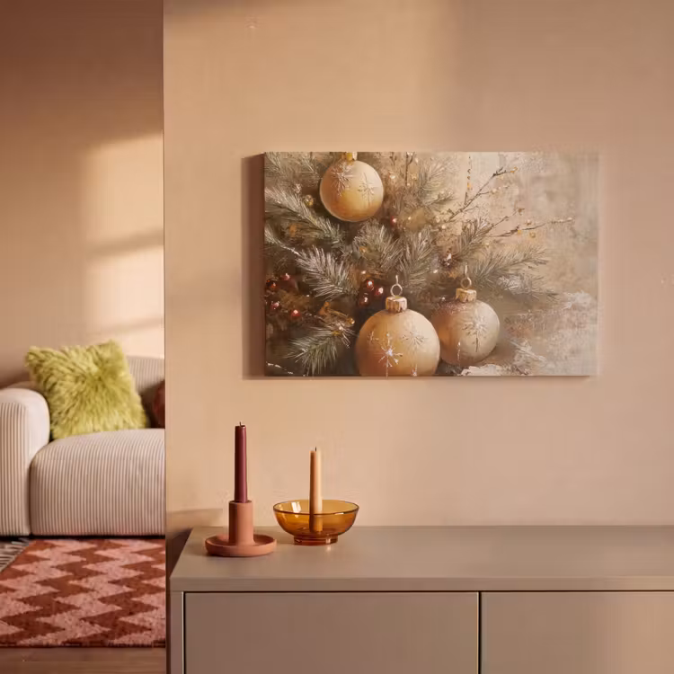 Canvas Print - Christmas - Christmas baubles - Beige - Gold — 2
