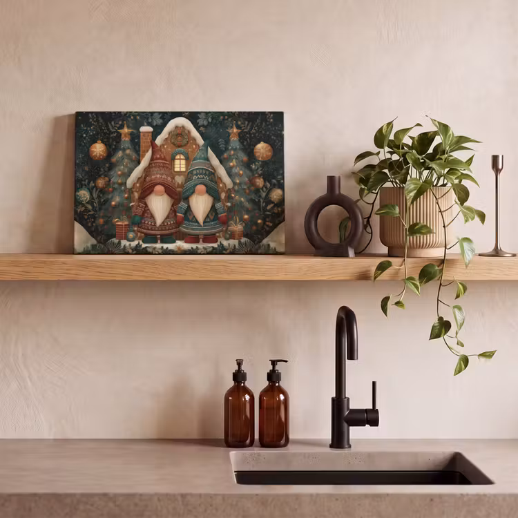 Canvas Print - Christmas - Gnomes - Gingerbread House - Red - Green — 3