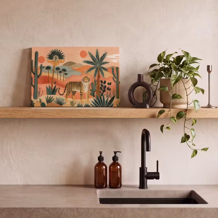 Canvas Print - Tiger - Colorful - Palms - Cactus — 3