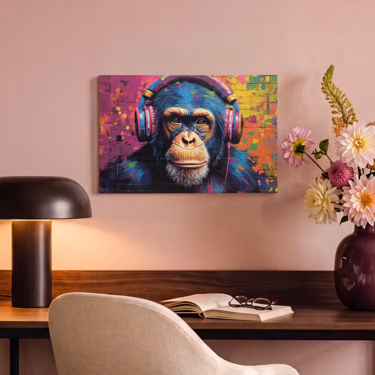 Canvas Print - Graffiti - Chimpanzee - Street art - Headphones - Monkey — 4