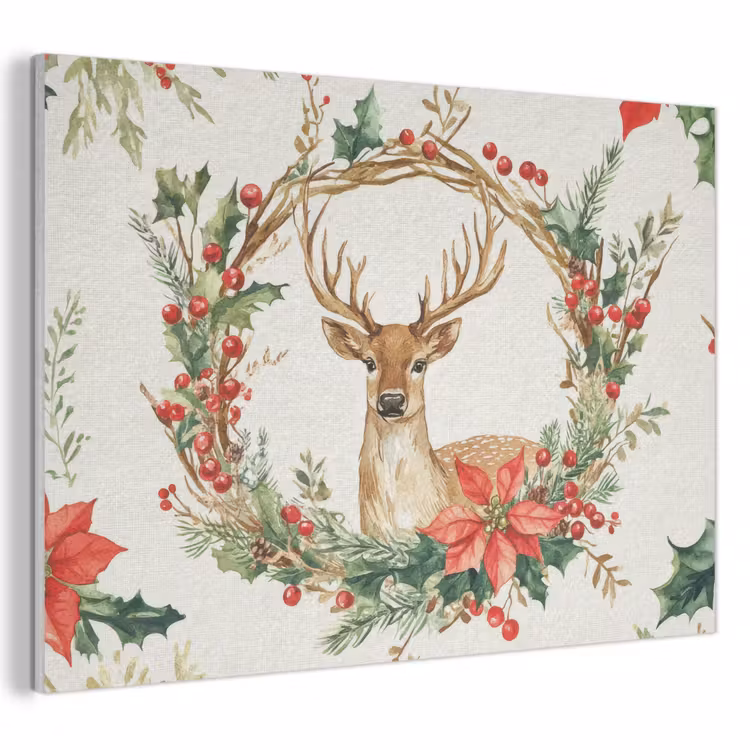 Acoustic Felt - Christmas wreath - Deer - Holly - Red — 1