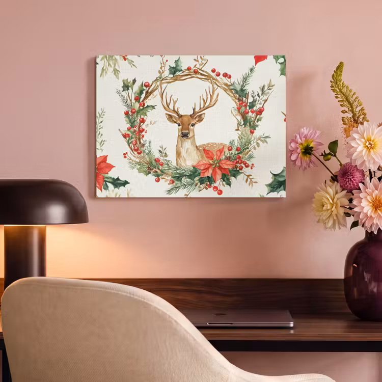 Acoustic Felt - Christmas wreath - Deer - Holly - Red — 4