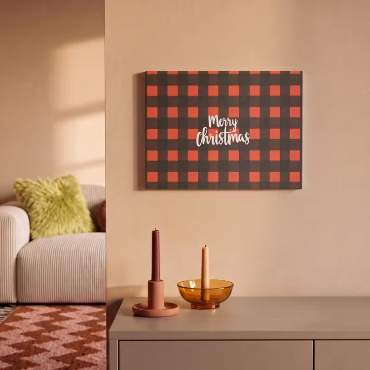 Acoustic Felt - Checkered - Red - Text - Christmas — 2
