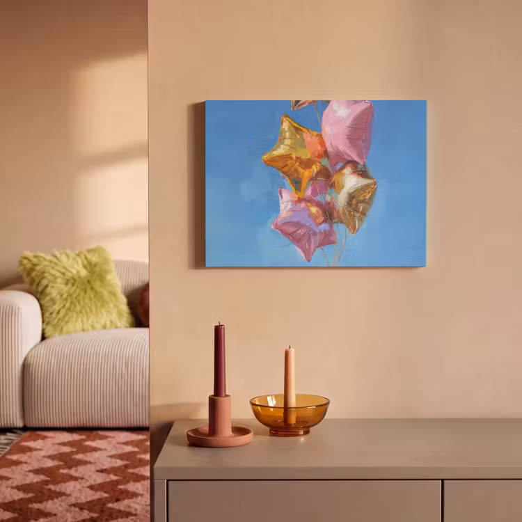 Acoustic Felt - Balloons - Gold - Star Shape - Pink — 2