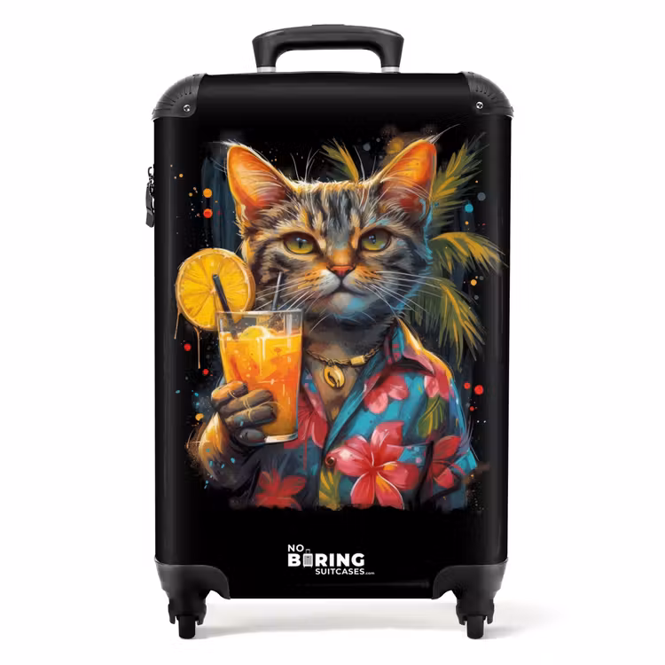 Suitcase - Cat in tropical street art style — 1