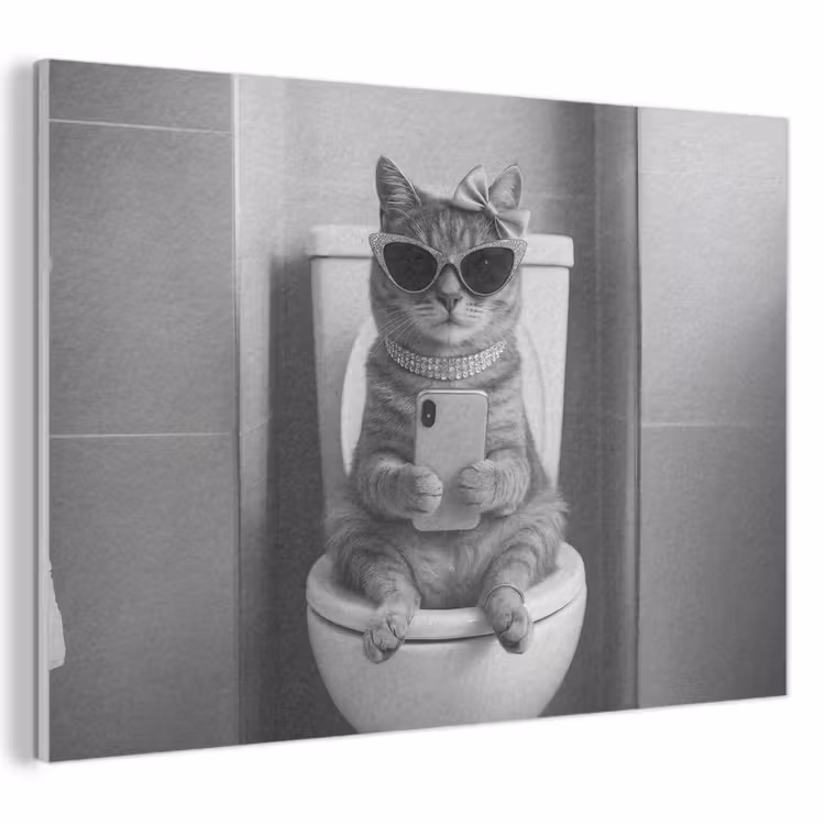 Acoustic Felt - Cat - Phone - Toilet - Black - White — 1