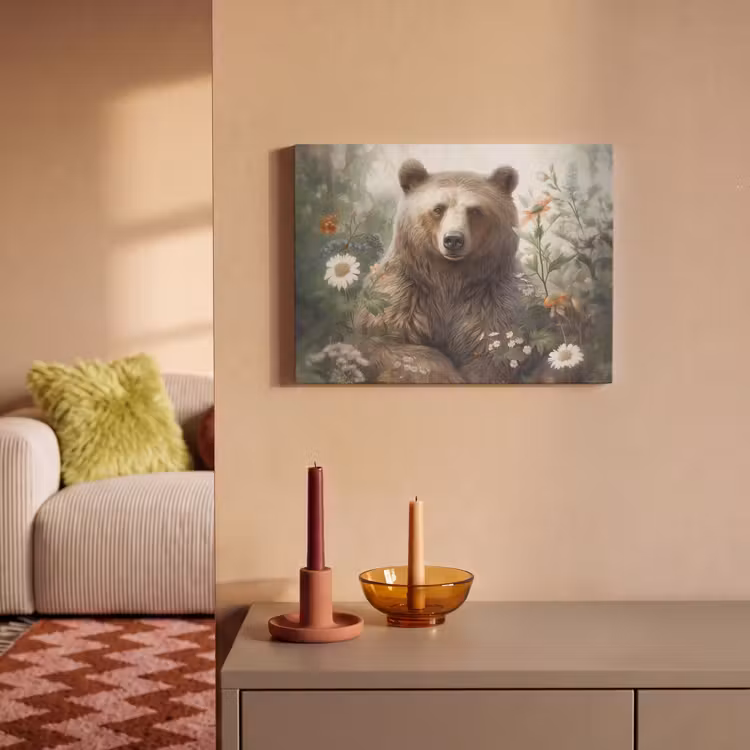 Acoustic Felt - Brown bear - Wildlife - Flowers - Plants — 2