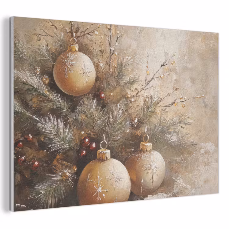 Acoustic Felt - Christmas - Christmas baubles - Beige - Gold — 1