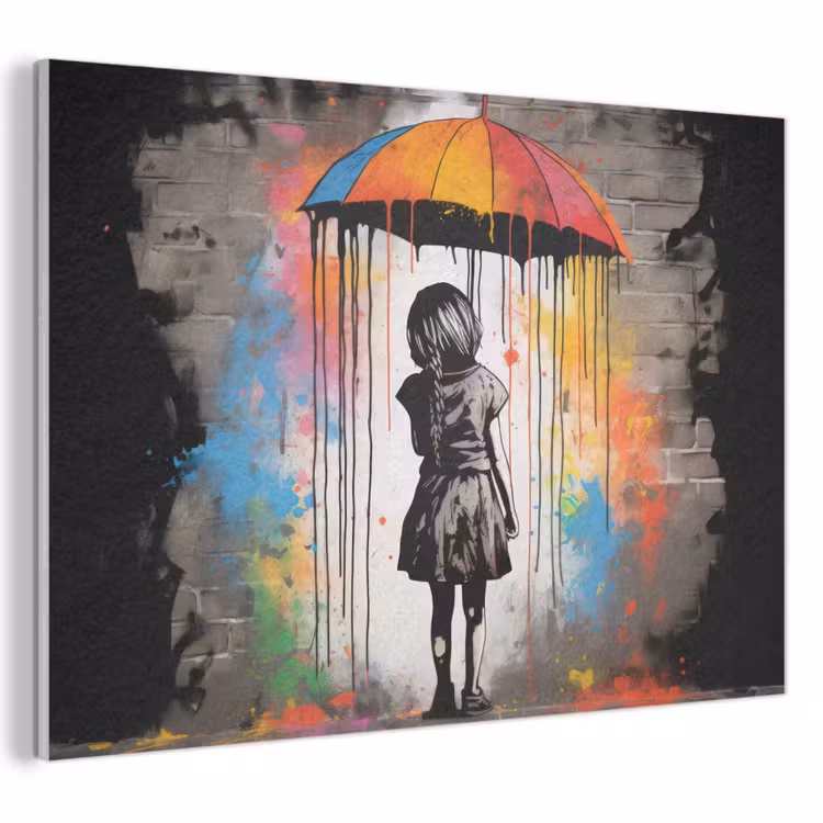 Acoustic Felt - Girl - Art - Umbrella - Graffiti - Colors - Wall — 1