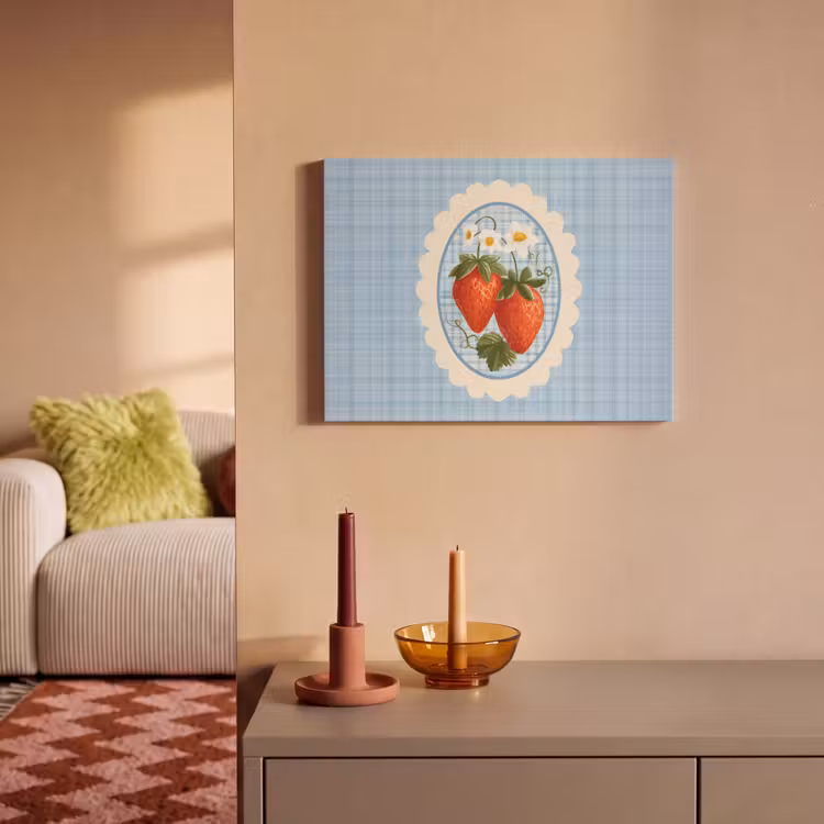 Acoustic Felt - Strawberries - Frame - Red - Checkered — 2