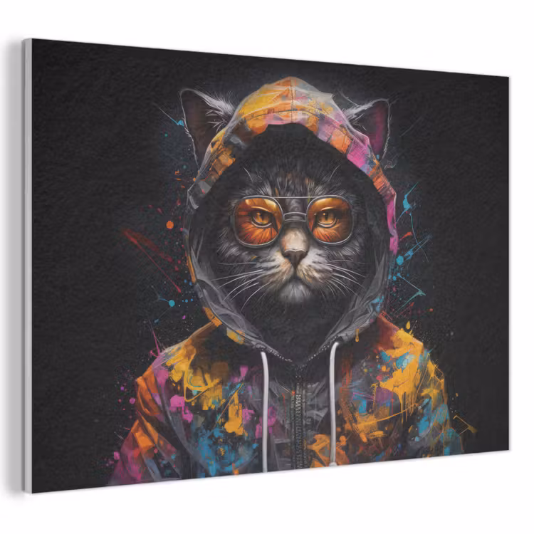 Acoustic Felt - Cat - Coat - Graffiti - Glasses - Black — 1