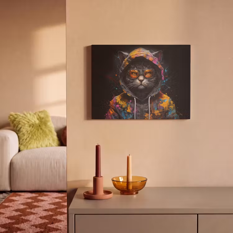 Acoustic Felt - Cat - Coat - Graffiti - Glasses - Black — 2