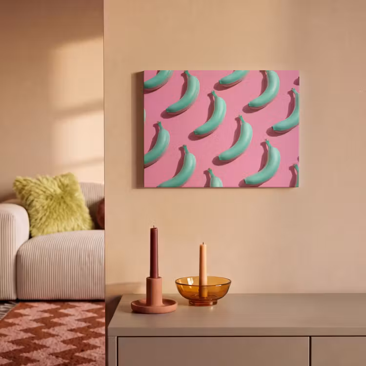 Acoustic Felt - Bananas - Pattern - Blue - Pink — 2