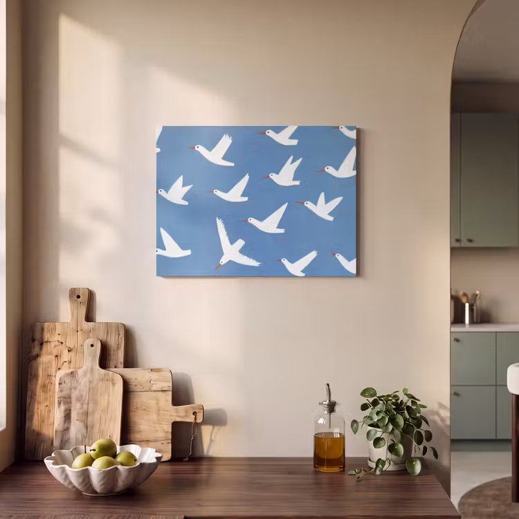 Acoustic Felt - Birds - White - Pattern — 3