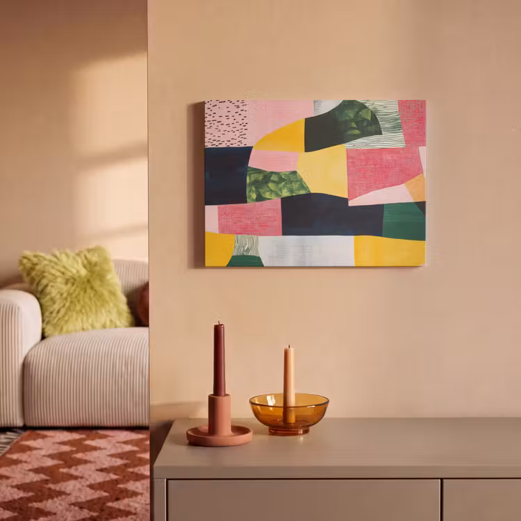Acoustic Felt - Abstract - Pink - Rugs - Shapes - Yellow — 2