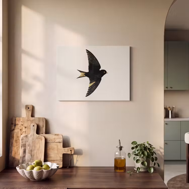 Acoustic Felt - Black swallow - Gold accents - Light background — 3
