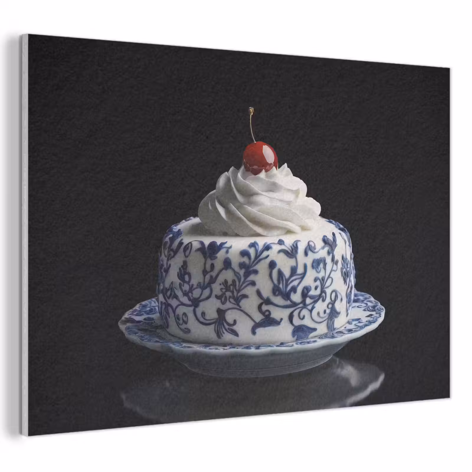 Acoustic Felt - Cake - Whipped cream - Cherry - Plate - Delft blue — 1