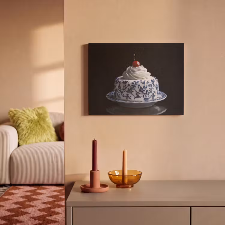 Acoustic Felt - Cake - Whipped cream - Cherry - Plate - Delft blue — 2