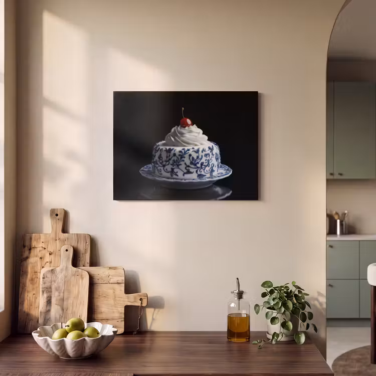 Acoustic Felt - Cake - Whipped cream - Cherry - Plate - Delft blue — 3