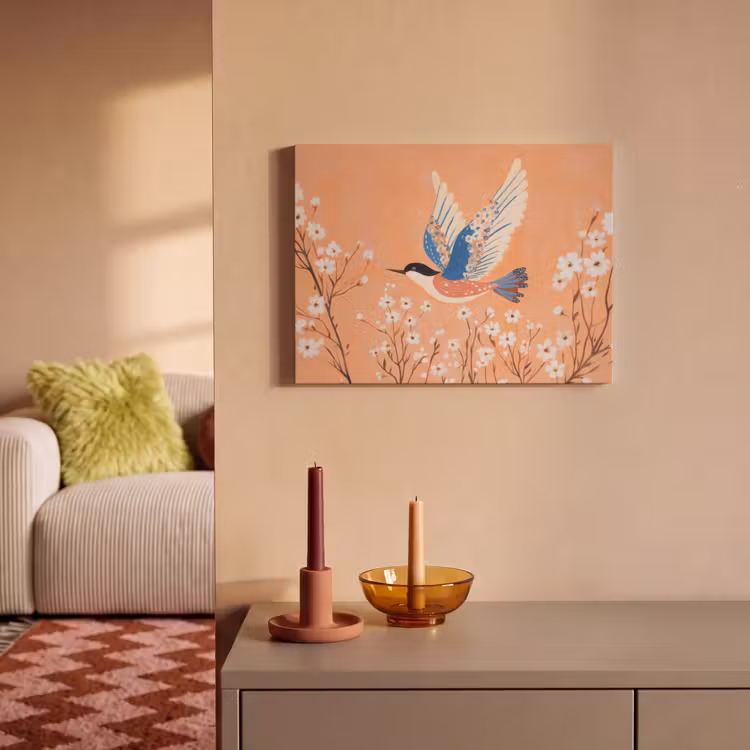 Acoustic Felt - Bird - Blossom branches - Warm - Colorful — 2