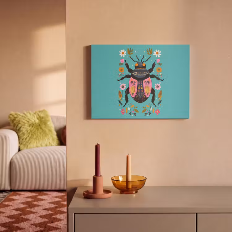 Acoustic Felt - Beetle - Flowers - Turquoise - Leaves — 2