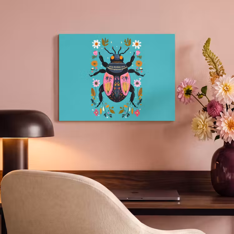Acoustic Felt - Beetle - Flowers - Turquoise - Leaves — 4