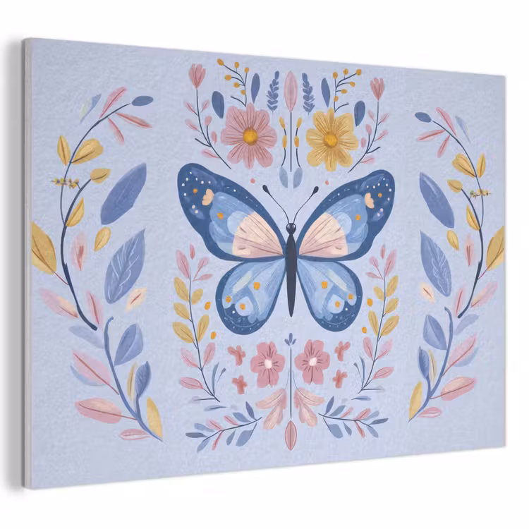 Acoustic Felt - Butterfly - Light blue - Ornamental - Flowers — 1