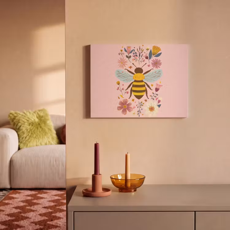 Acoustic Felt - Bee - Yellow - Flowers - Colorful — 2