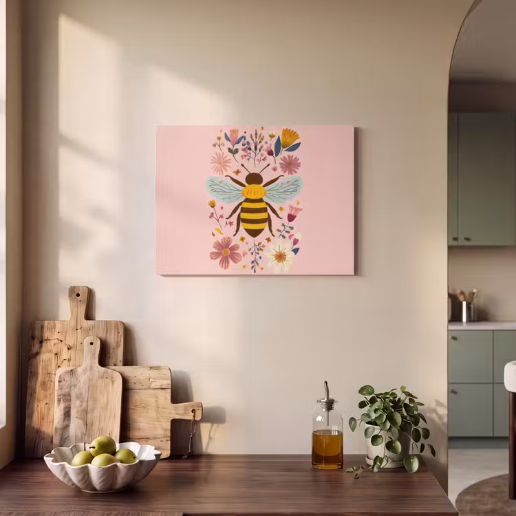 Acoustic Felt - Bee - Yellow - Flowers - Colorful — 3