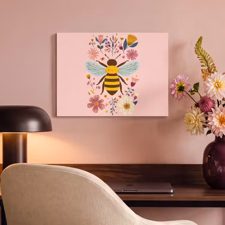 Acoustic Felt - Bee - Yellow - Flowers - Colorful — 4